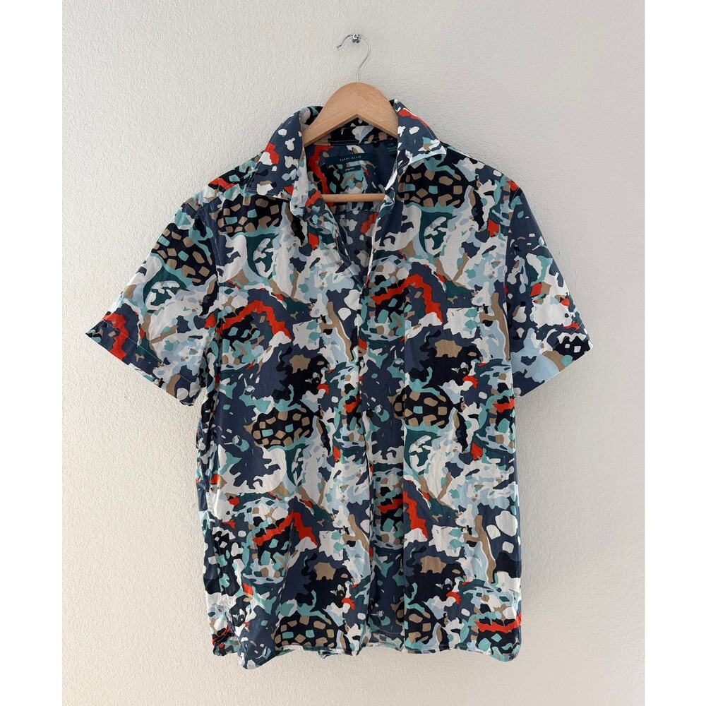 Perry Ellis Men’s Large Abstract Print Stretch Short Sleeve Button Up Shirt